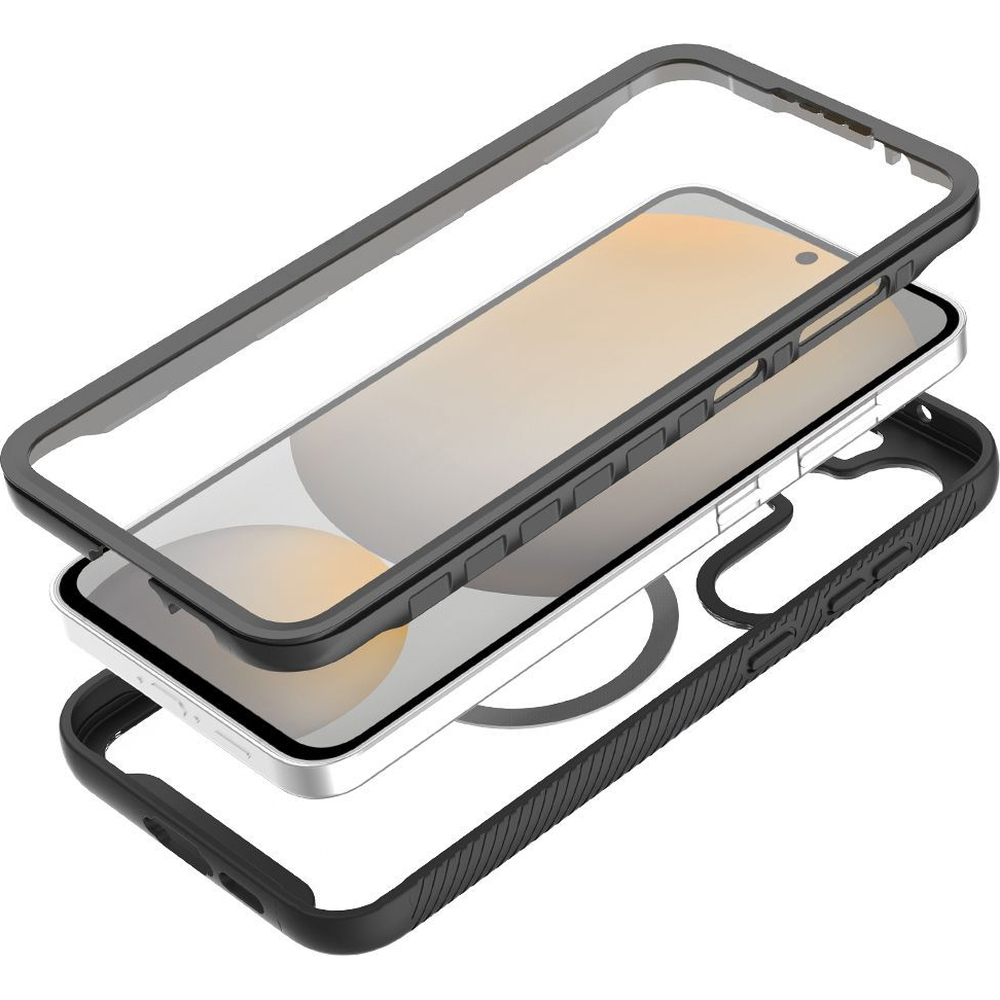  Etui Tech-Protect Defense360 kompatybilne z MagSafe do Samsung Galaxy S25, przezroczysto-czarne